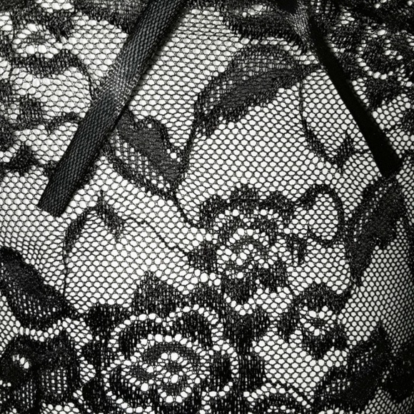 Black Rose Sheer Lace Bralette Cheeky Panty Set - Picture 6 of 8